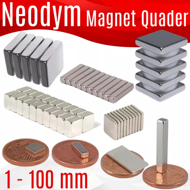 Neodym Magnet Quader Quadermagnet Magnete Mini bis Groß Stark Supermagnet N52