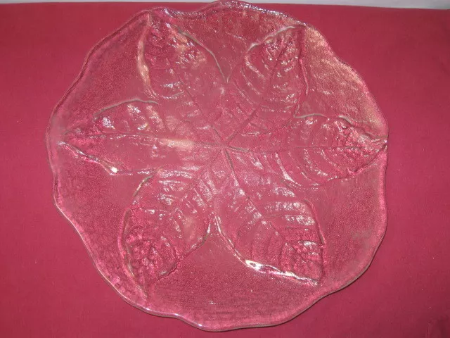 Kosta Boda,  Party,  Embossed Leaves,  14-Inch Round Platter  +  Dinner Plate