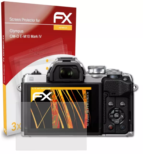 atFoliX 3x Screen Protection Film for Olympus OM-D E-M10 Mark IV matt&shockproof