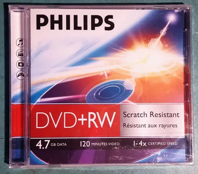 PHILIPS 3 x DVD+RW - 120min - 4.7GB DATA - 4X - SCRATCH RESISTANT - NEUFS