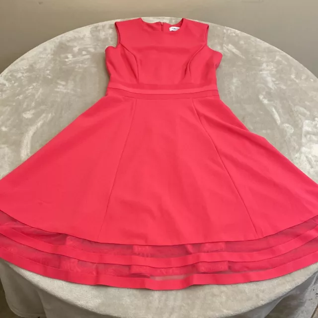 Calvin Klein Womens Pink Sleeveless Round Neck Back Zip Fit & Flare Dress Size 2