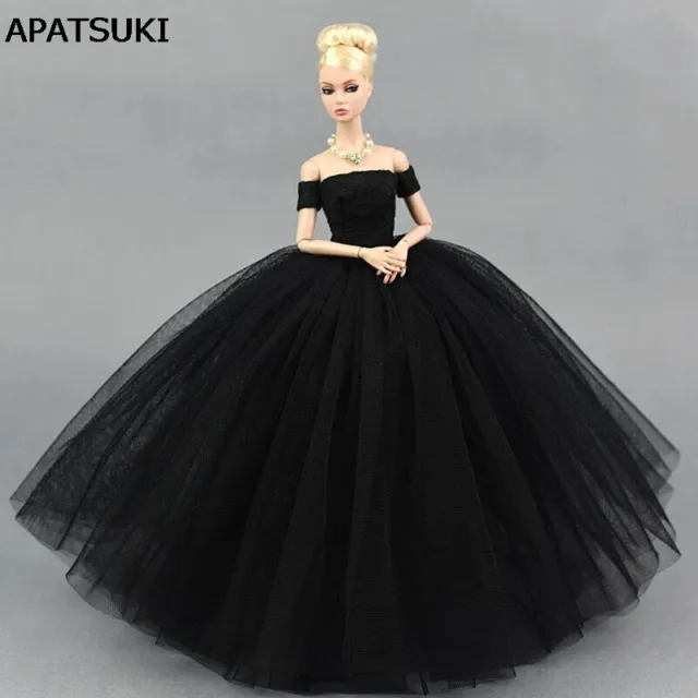 Black Little Dress Wedding Dress for Barbie Doll Princess Evening Party Clothes