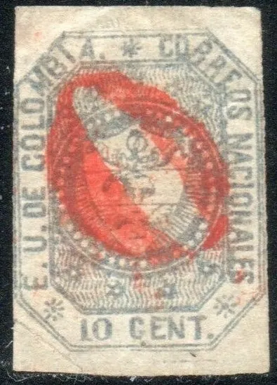 Colombia Scott #19 VF Used Issued 1862 Premium  Orange Cancel