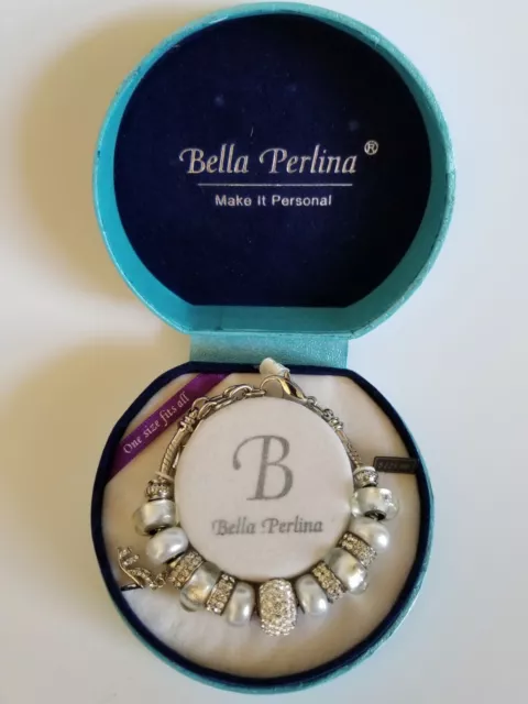 BELLA PERLINA DELUXE BRACELET WITH CRYSTAL & MURANO GLASS CHARMS, Orig $125