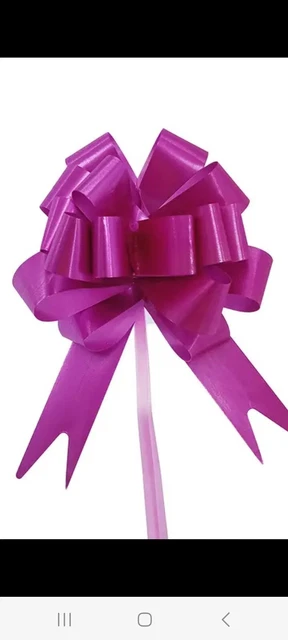 10x Pull Bows - Rosa 18 mm Fiorista Pullbows Nastro Auto Pompompom Matrimonio