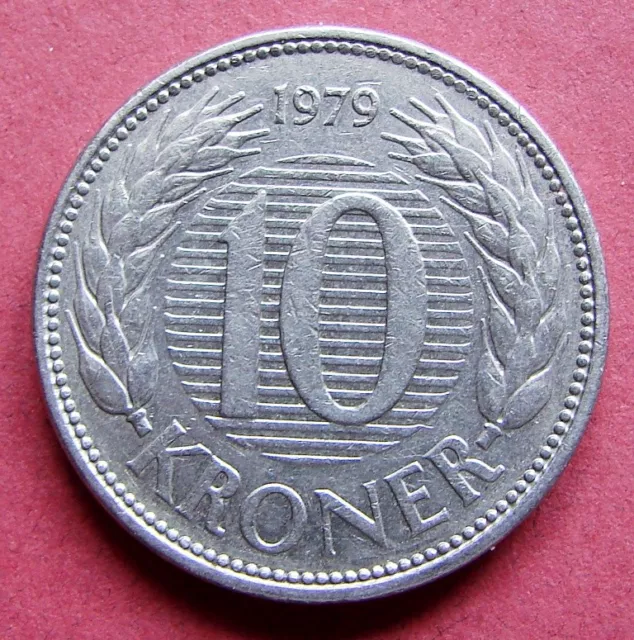 Denmark Scarce 1979 Vintage 10  Kroner Queen Margrethe Coin In  A High Grade