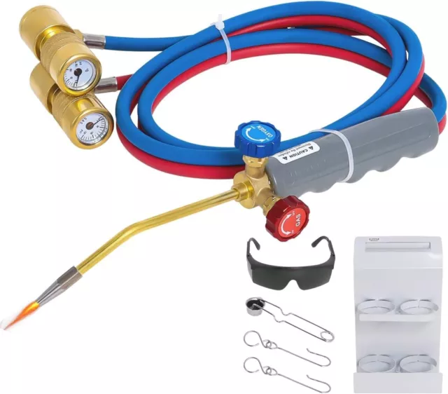 Oxygen MAPP Torch Kit W/ Pressure Meter W/ Tank Support, Glasses And Flint Spark