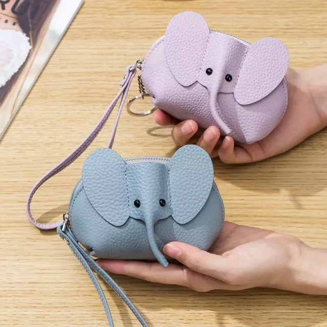 Cute Little Elephant Wallet Women's Fresh Compact Cow Purse A3W6 Leather W R7X6