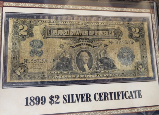 Last Two-Dollar Silver Certificate. 1899. Pcs Stamps & Coins