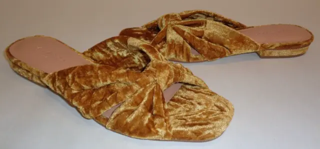 Halston Heritage Size 9 M GINNY Marigold Velvet Slides Sandals New Womens Shoes