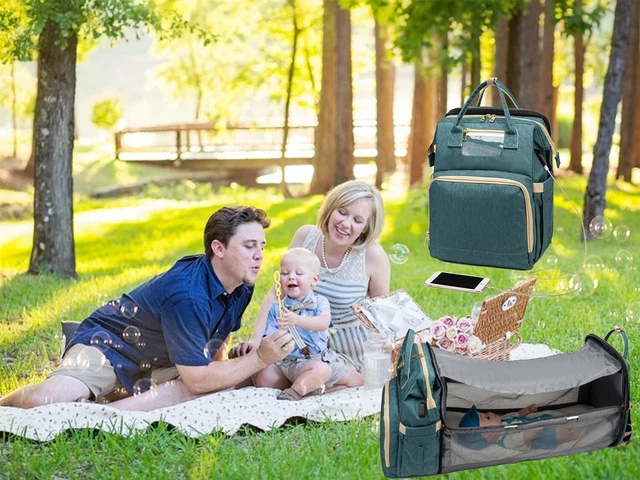 Diaper Bag Backpack with Travel Bassinet,Foldable Baby Bed, Changing Station