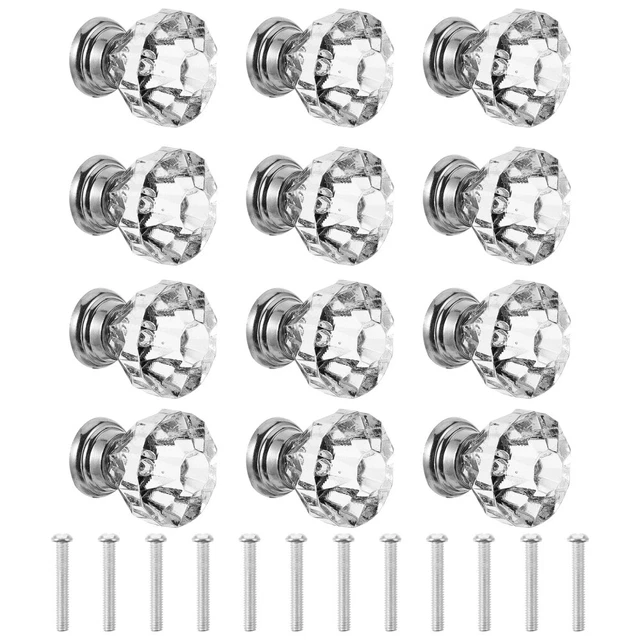 12 Pcs Crystal Door Knobs Handle Drawer Dresser Drawer Pulls Cupboard