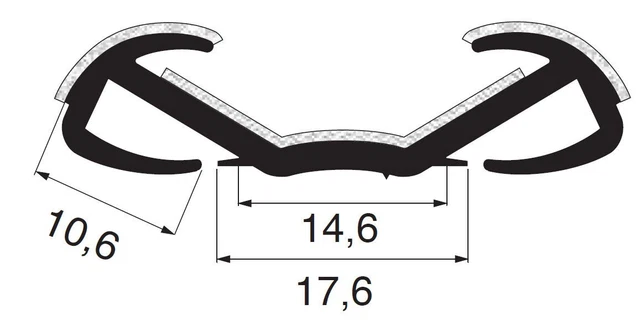 Fensterführungsprofil Meterware - Samtschiene 17,6x10,6mm