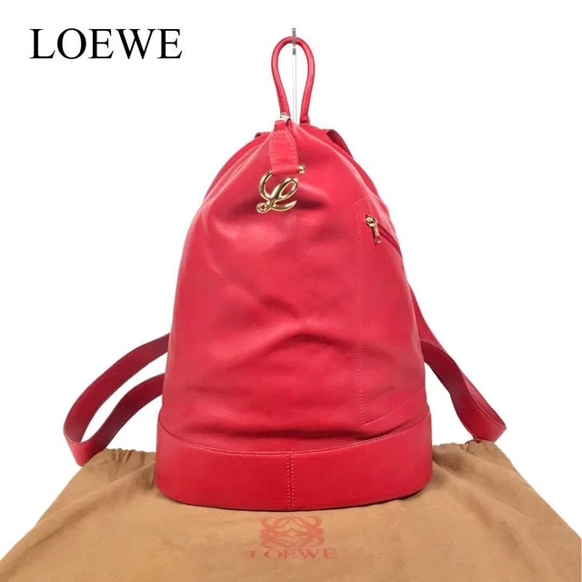 LOEWE Vintage Anton L charm Red leather sling crossbody backpack bag