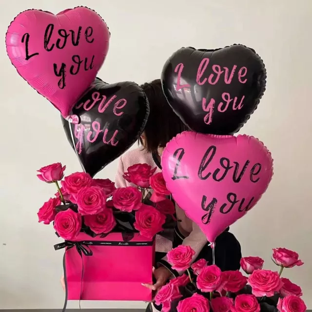 10pcs Rose Red/Black Love Aluminum Foil Balloon  Valentine's Day