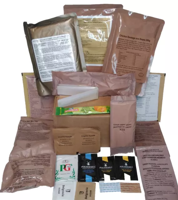 MRE - UK BOXED RATION PACK - Hiking - Camping - Fishing - Airsoft - Emergency