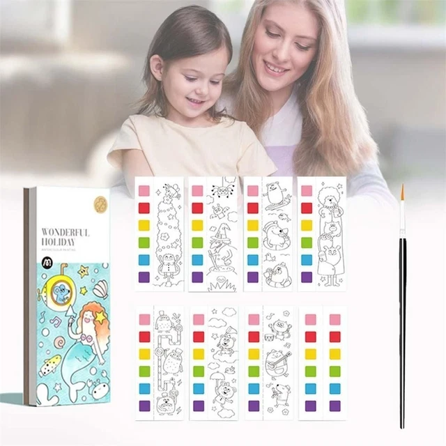 Kit Aquarelle SKYYUE 4-en-1 – Livre De Coloriage Avec Pinceaux Et Pochoirs, Thème Licorne, Pour Enfants 3 à 8 Ans