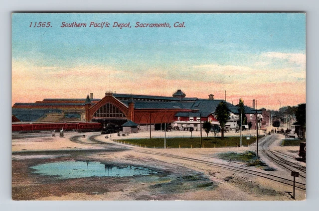 Sacramento CA-California, Southern Pacific Depot, Vintage Postcard