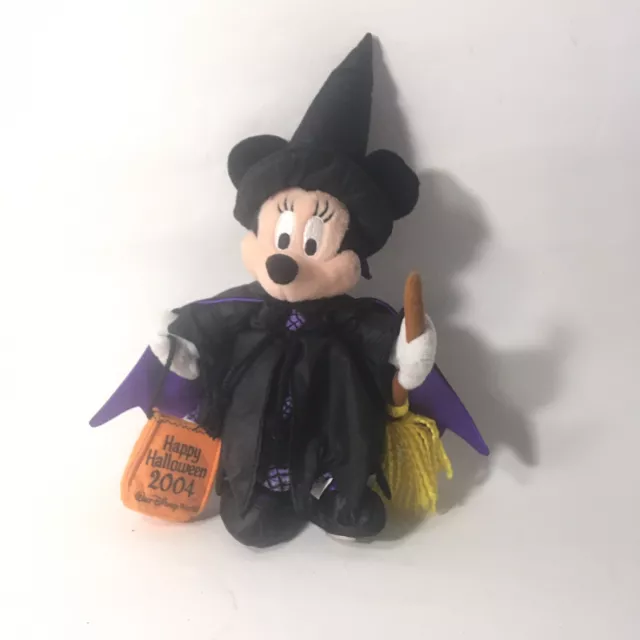 Vintage Minnie Halloween Bean Bag Plush 2004 Mouse Witch Disney Goth With Tags