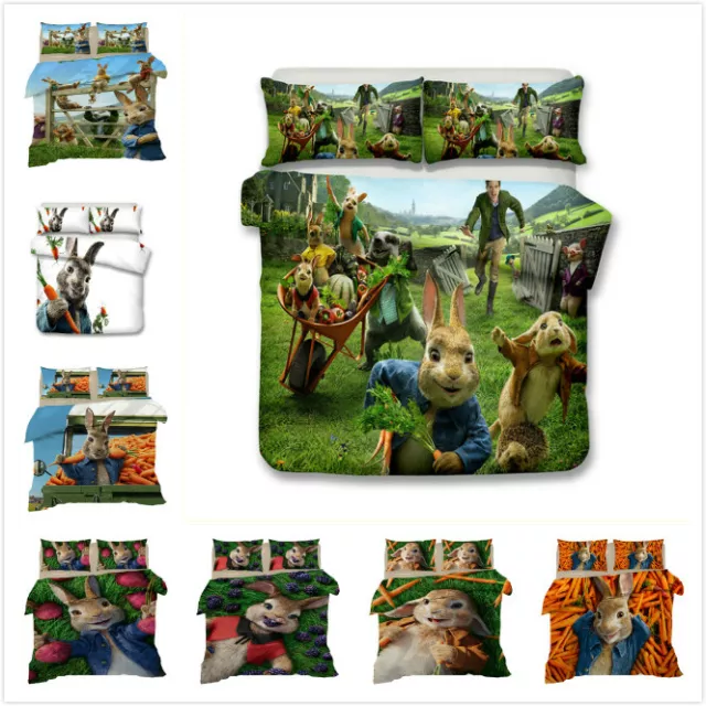 Peter Rabbit Kaninchen 3D Bettwäsche Set 2/3tlg Bettbezug Kissenbezug Einzel DE