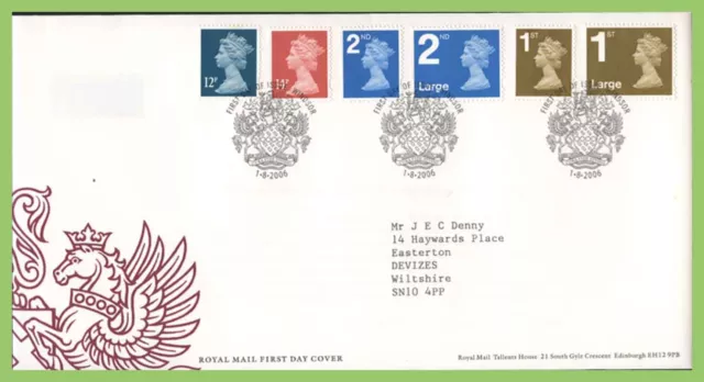 G.B. 2006 Definitives inc. PiP on Royal Mail First Day Cover, Windsor