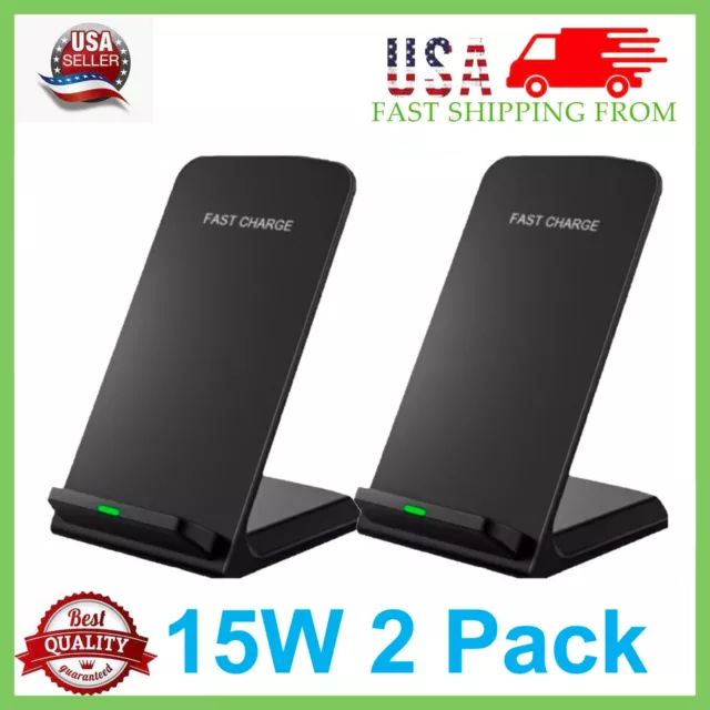 2 Pack Wireless Fast Charger Stand Dock Cradle for Apple iPhone Samsung Galaxy