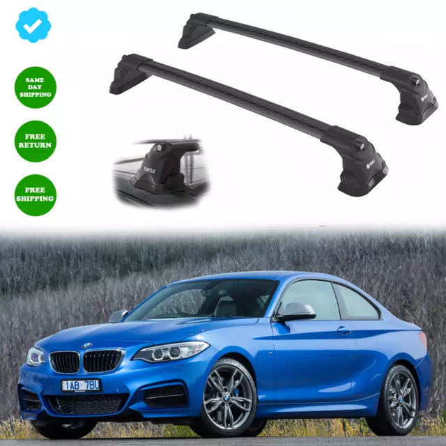 To Fits BMW 2-Series F22 2014-2019 Roof Rack Cross Bar Black Set Fix Points 2x