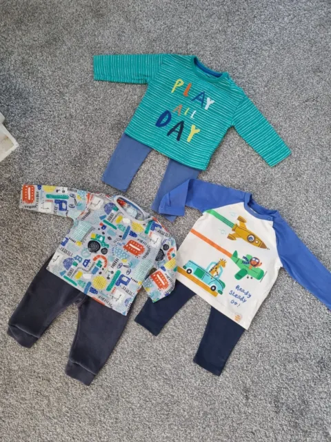 Baby Boys Outfits Bundle 3-6 Months Cars Rockets Vehicles leggings tshirts x