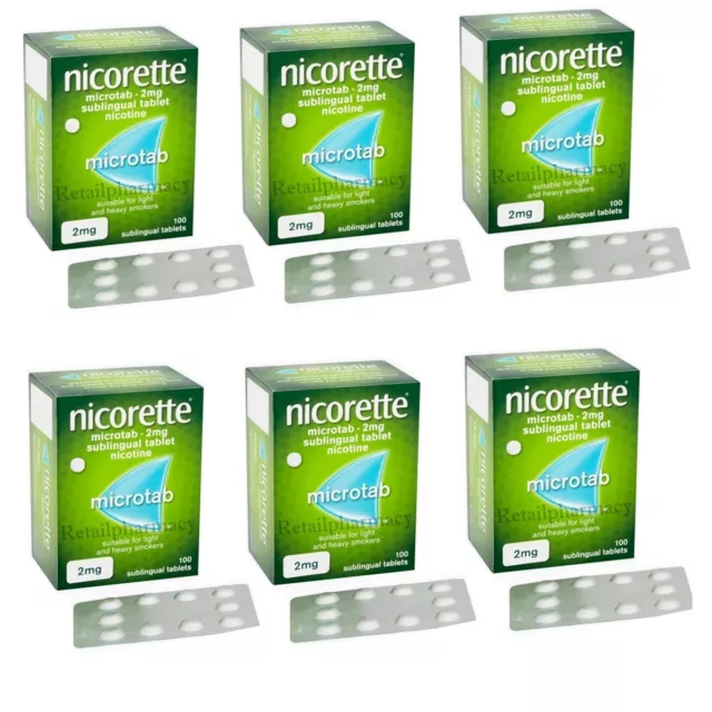 Nicorette Microtab 2mg Original 100 Tablettes - 6 Paquet Expire 12-2024