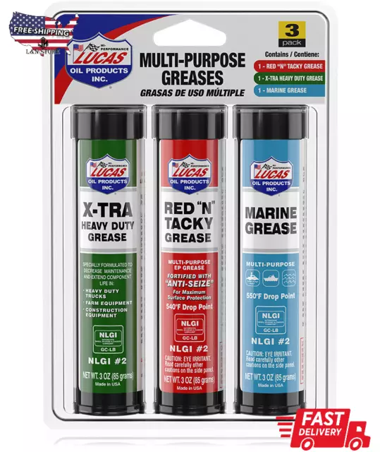 3 Pack Of 3oz Grease Cartridges XTRA HEAVY DUTY RED N TACKY
