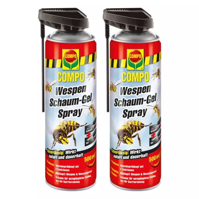 COMPO Wespen Schaum-Gel Spray 2x 500 ml Wespenspray Wespennest Bekämpfung Abwehr