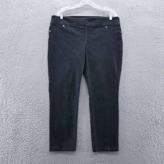 Chicos Womens So Slimming Jegging Crop Jeans 3 Size 16 Black Pull On Stretch