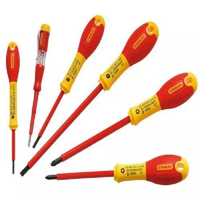 Stanley Set 6 pezzi Cacciaviti Giraviti Isolati 1000V elettricista 0-65-443