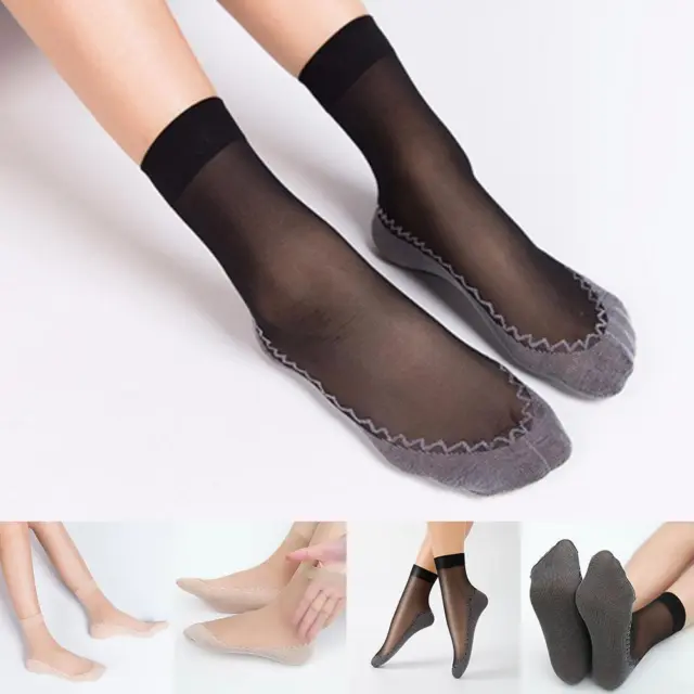 10Pairs Lady Women Thin Crystal Lace Glass Socks Female Transparent Silk Socks