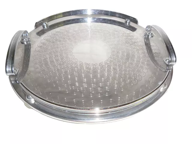 POLISHED ART DECO SERVING TRAY by Ranleigh Australia - 29.5cm diameter - vg cond 3