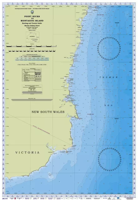 Boating, Fishing VIC-NSW Marine Safety Chart - PT HICKS TO MONTAGUE IS  + BONUS