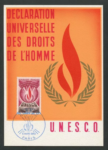 FRANCE MK 1969 UNESCO HUMAN RIGHTS MAXIMUMKARTE CARTE MAXIMUM CARD MC CM d5807
