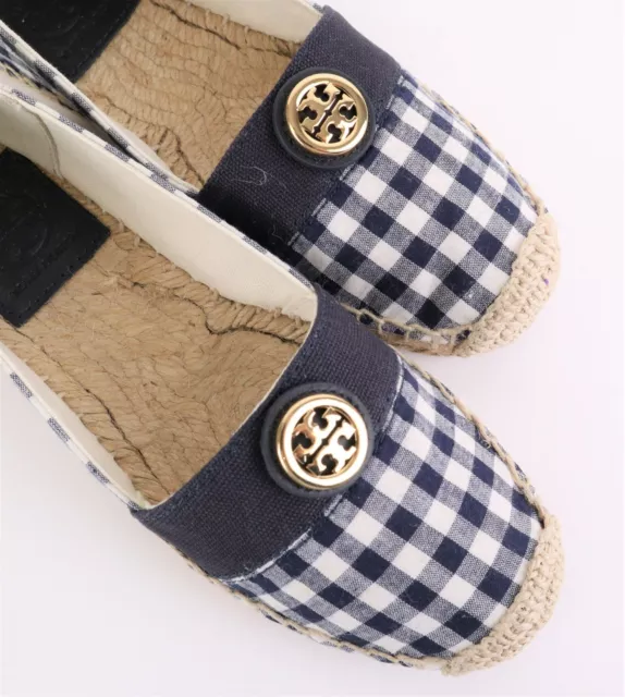 NIB Tory Burch BEACHER Espadrille Flats Navy Gingham  5