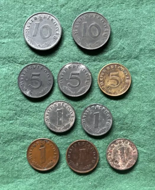 münzen deutsches reich 1, 5,10 Pfennig  mit Hk