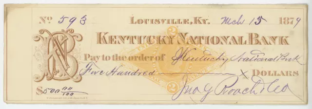 RN-G1 Revenue on Kentucky National Bank check, Louisville KY (unlisted)