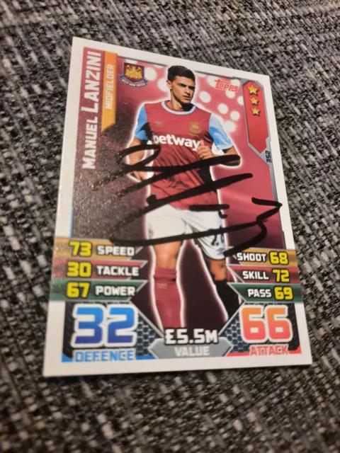 Signed Manuel Lanzini West Ham United Football Match Attax Card