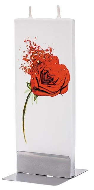 Vela plana delgada de mecha doble hecha a mano Flatyz - rosa en forma de corazón