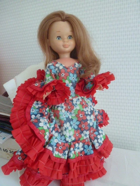 Salopette Rouge Vintage Années 90 Pour Poupée Cabbage Patch Kids - Taille 35 Cm, Tissu Chiffon