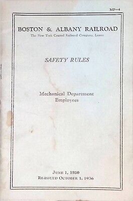 1936 Safety Rules Booklet Boston & Albany Railroad NY Central 24pgs