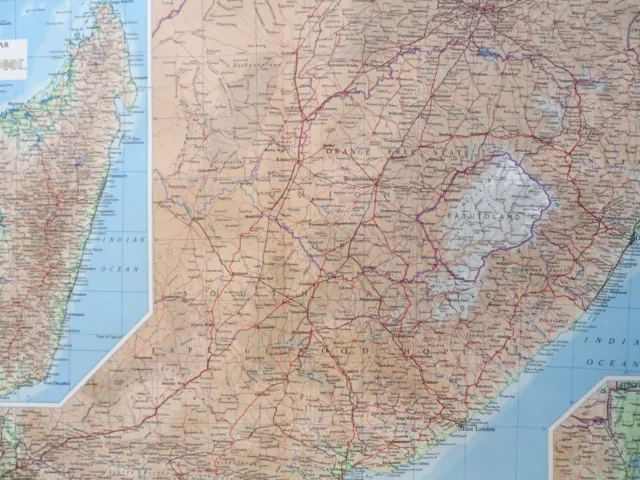 South Africa Cape Town Madagascar Transvaal Zululand 1958 Bartholomew map