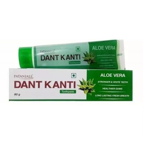 5 pastas de dientes Patanjali Dant Kanti Aloe Vera – 80 gramos, paquete de 5