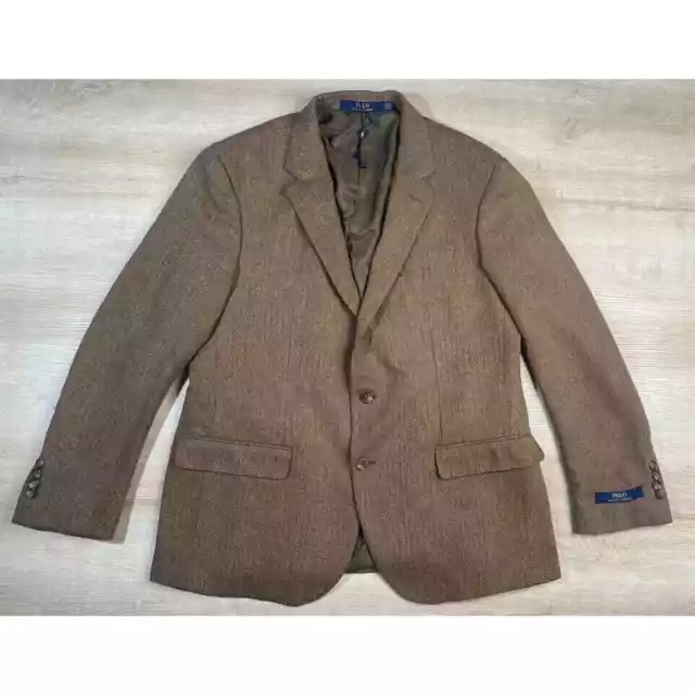 NWOT Polo Ralph Lauren Mens Blazer Brown 44R Herringbone Jacket Sport Coat