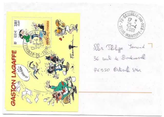 Enveloppe - France - 2001 Fête du timbre Gaston Lagaffe - Bloc 34 YT 3371