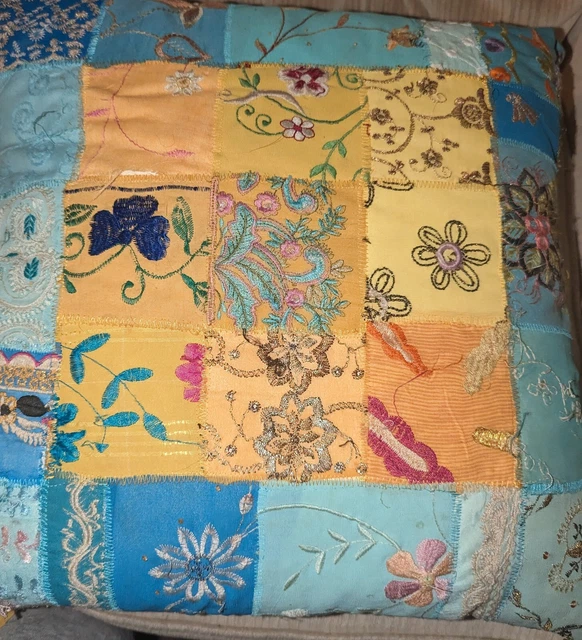 pier 1 Throw Pillow Turquoise Patchwork Bohemian