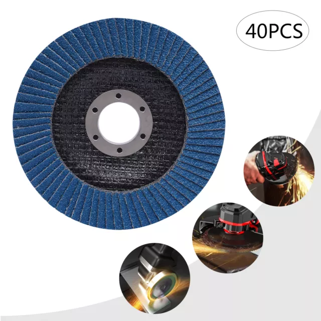 40PCS 4.5-Inch 40 Grit Premium Zirconia Flap Disc Wheel Sanding Grinding Durable